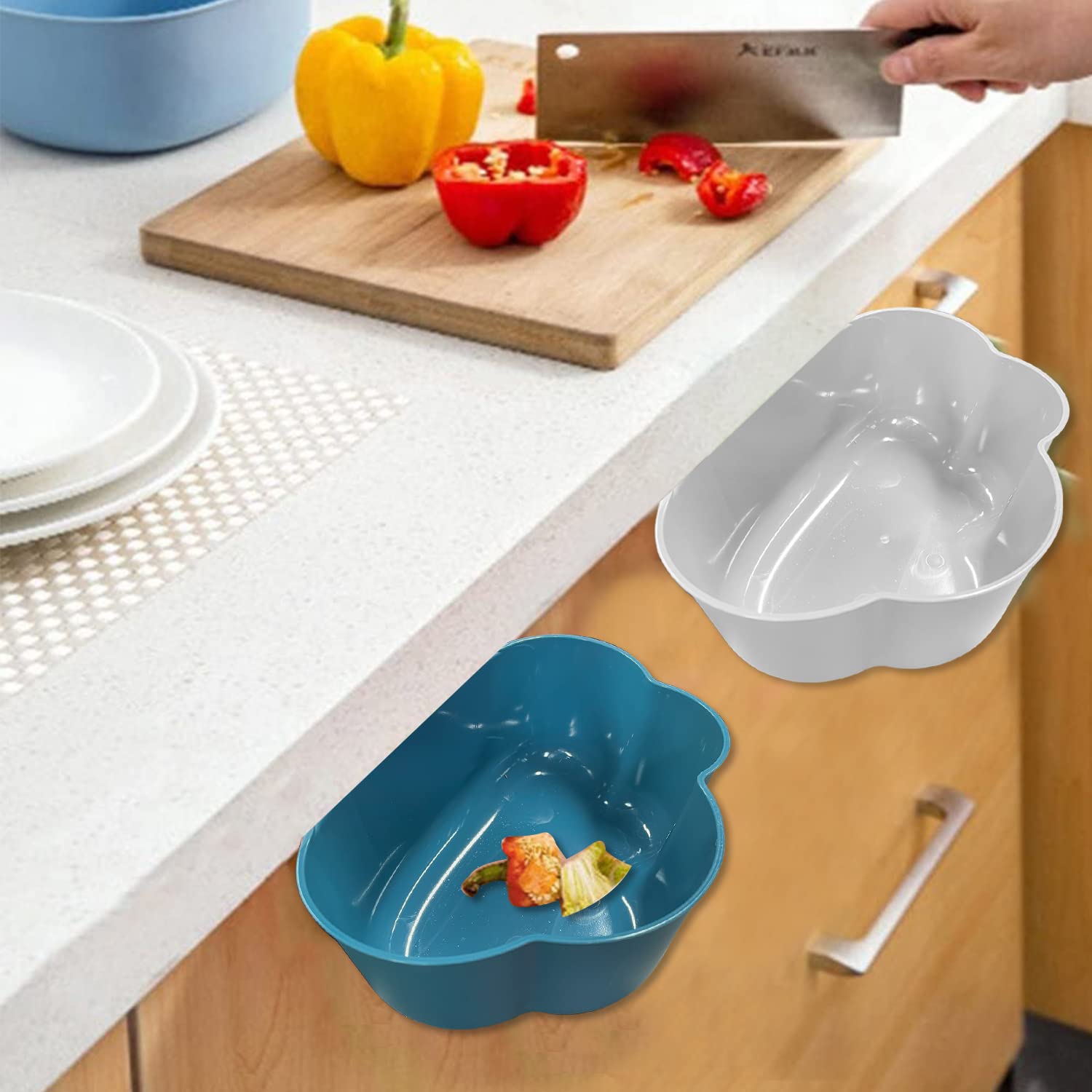 Contenitore Per Rifiuti Da Cucina 2 Pezzi, Da Appendere Ad Anta O Cassetto, In PP 23x18x9 Cm, Per Raccolta Scarti E Organico - 2