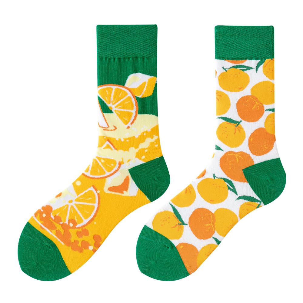 NxnChc Lustige Socken Für Damen Und Herren Unisex Viele Motive Tier Essen Obst Sport Kunst Aus Baumwolle Geschenk Asymmetrische Muster Links Und Rechts