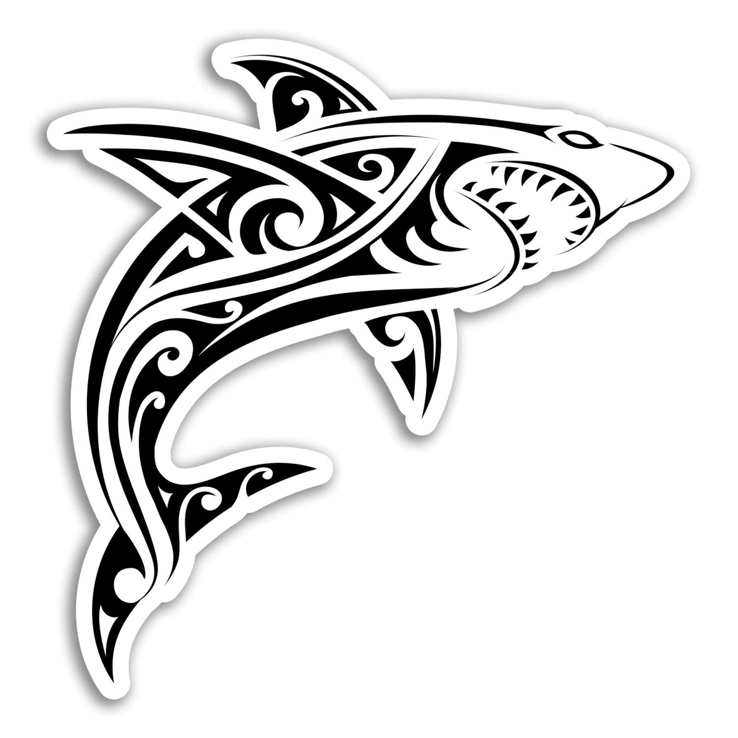Destination Vinyl Ltd Multi 2 X 10Cm Tribal Shark Vinyl Stickers - Tattoo Surfer Sticker Laptop #18379 (10Cm Tall)