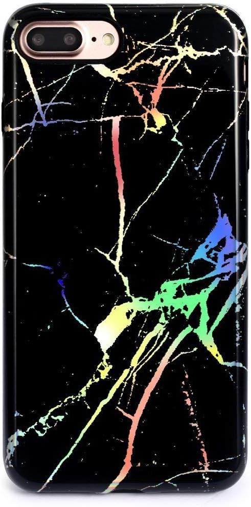 GOLINK iPhone 7 Plus Case for Girls/iPhone 8 Plus Marble Case, Glossy Laser Series Slim-Fit Ultra-Thin Anti-Scratch Shock Proof Dust Proof Sparkling Shiny TPU Case for iPhone 7/8 Plus 5.5"-Laser Black