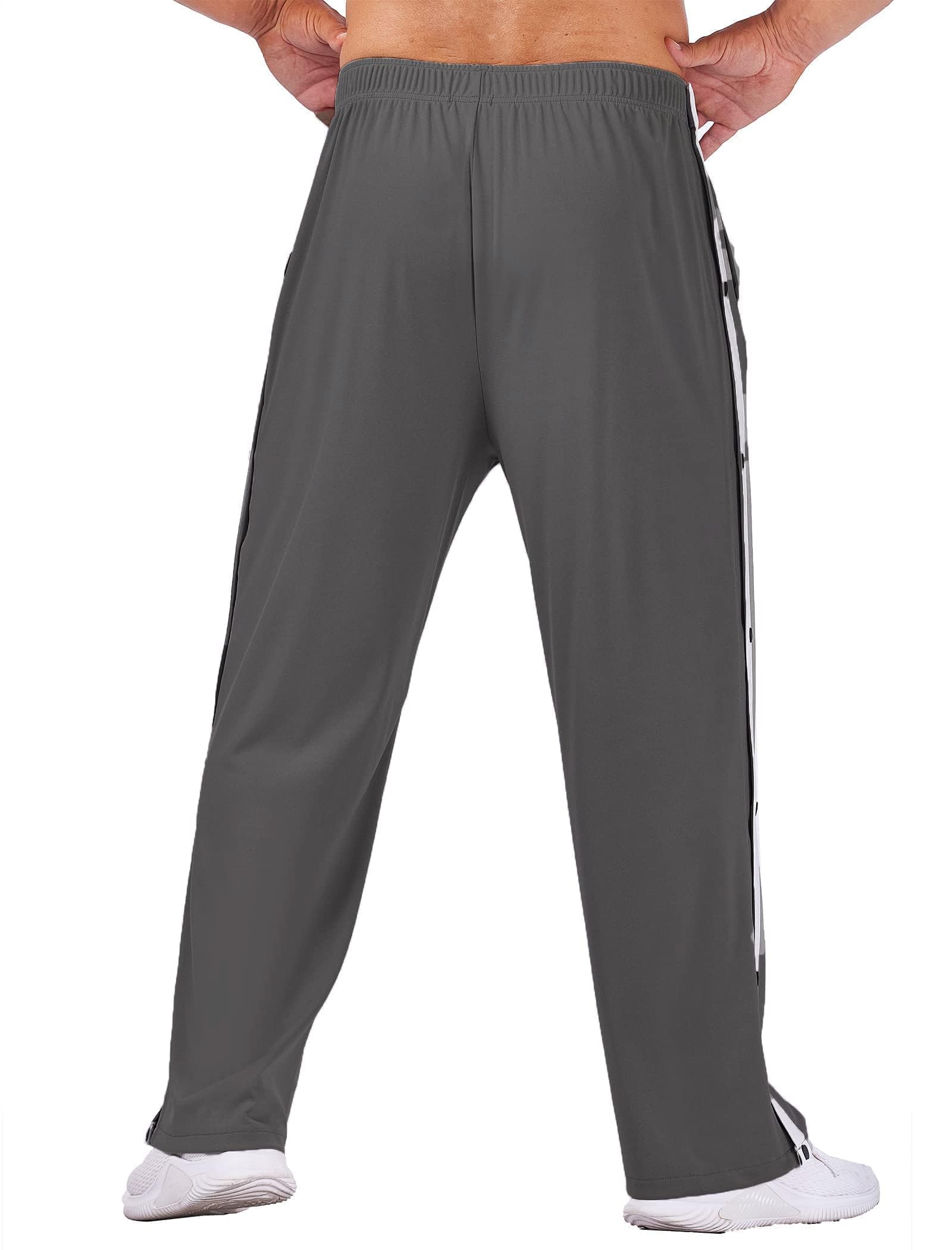 Deyeek Pantaloni da Jogging, Pantaloni da Riabilitazione da Uomo con abbottonatura Laterale per Aprire i Pantaloni da Allenamento, Pantaloni Sportivi postoperatori