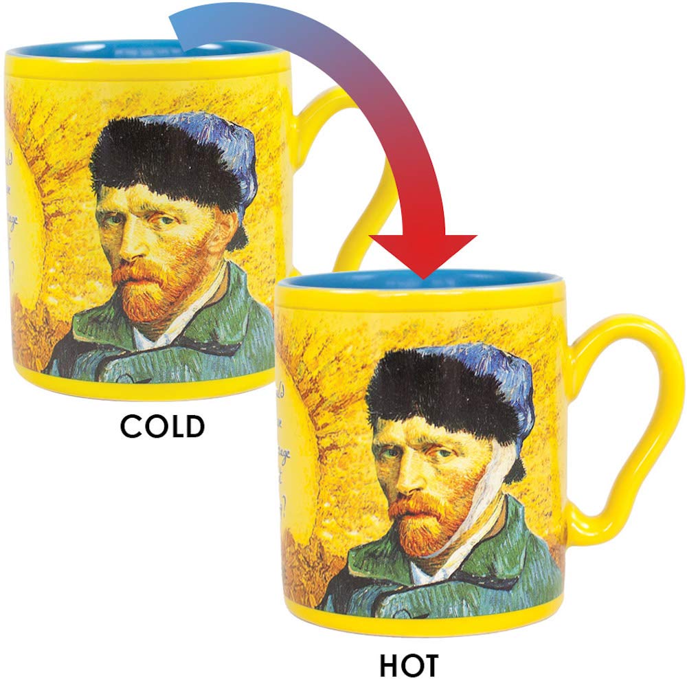 The Unemployed Philosophers Guild Van Gogh Transforming Self-Portrait Mug, Ceramic, Yellow, 10 oz, Mug
