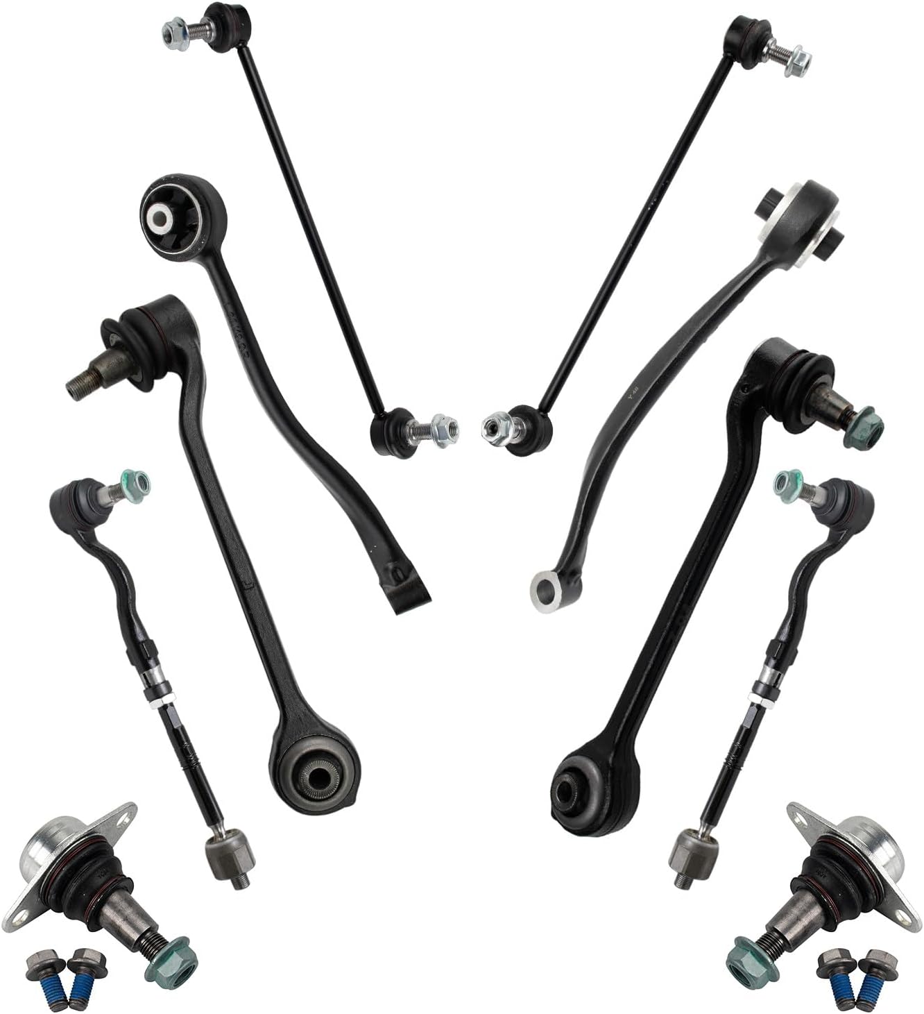 TRQ Front Steering & Suspension Kit Ball Joint Control Arm Control Arm with Ball Joint Sway Bar Stabilizer Link Tie Rod Assembly Compatible with 2011-2017 BMW X3 2015-2018 X4