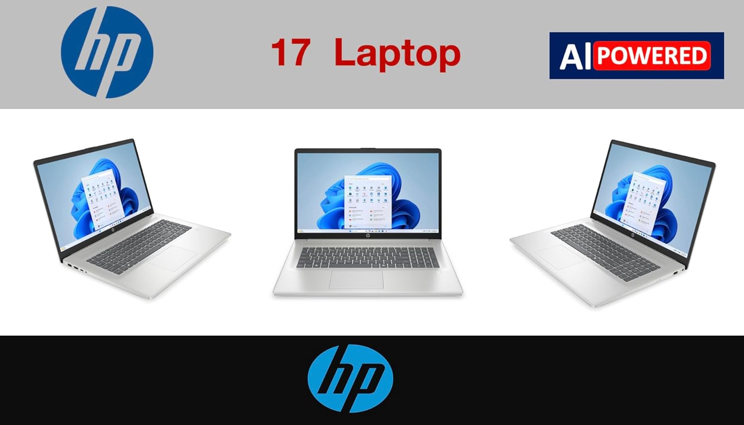 HP 17 AI Powered Laptop 17.3" Touchscreen HD+ Display (Intel Ultra 7-255U, 16GB DDR5, 1TB SSD, Intel Graphics, Backlit KB, WiFi 6, Webcam, Bluetooth 5.2, Win 11 Home) w/DKZ USB Port Expander