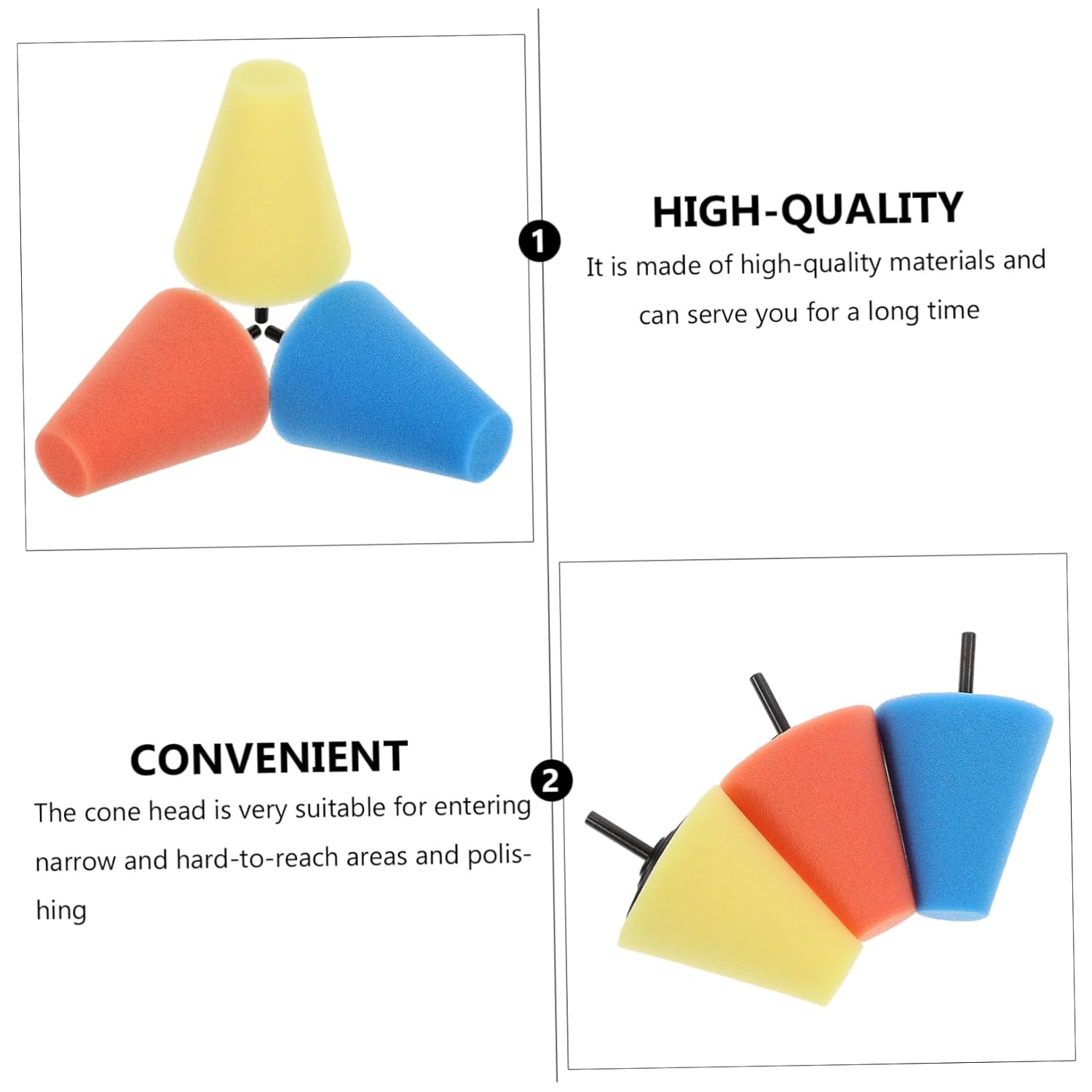 Cabilock 15pcs Car Wheel Polishing Sponge Cone for Waxing and Buffing Auto Detailing Pads Compatible Electric Drills and Mold Grinders