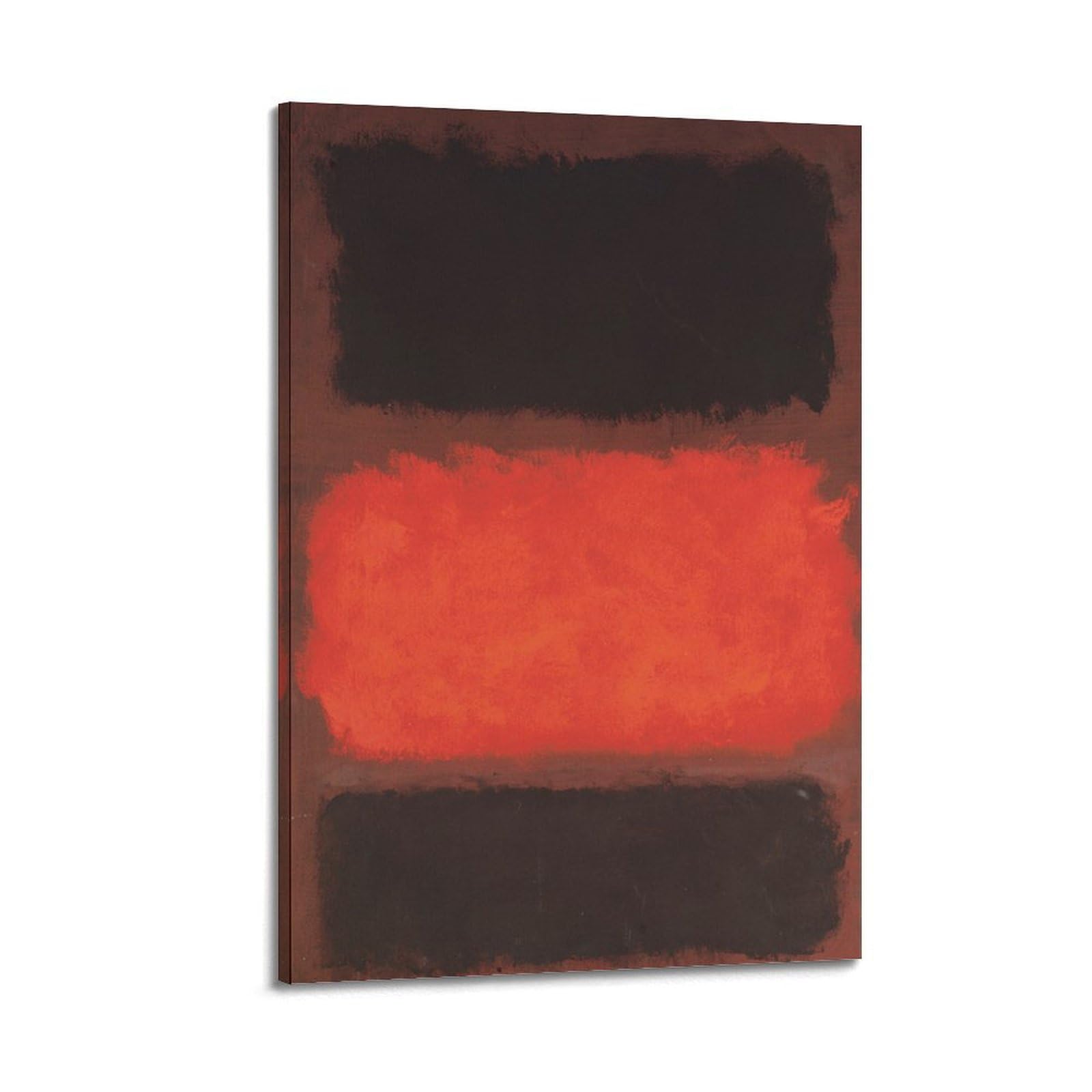 Wurbu Frame-Style Mark Rothko Painter Works《Black, Red, Brown On Black》Printed Posters Wall Art Scroll Canvas Painting Picture Living Room Decor Home 24X36inch(60X90cm)