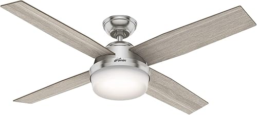Miniatura 1 de Hunter Fan Company 50284 Dempsey - Ventilador de techo para interiores con luz LED y control remoto, 52 pulgadas, acabado de níquel cepillado