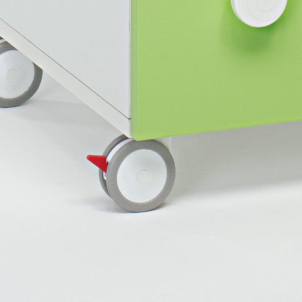 Foppapedretti 4 Ruote Nylon Gommate, Ricambio per Lettini e Bagnetti, Piroettanti e Antigraffio, 2 Ruote con Freno, Sostituzione Semplice, Rendono Agevolo lo Spostamento, Bianco