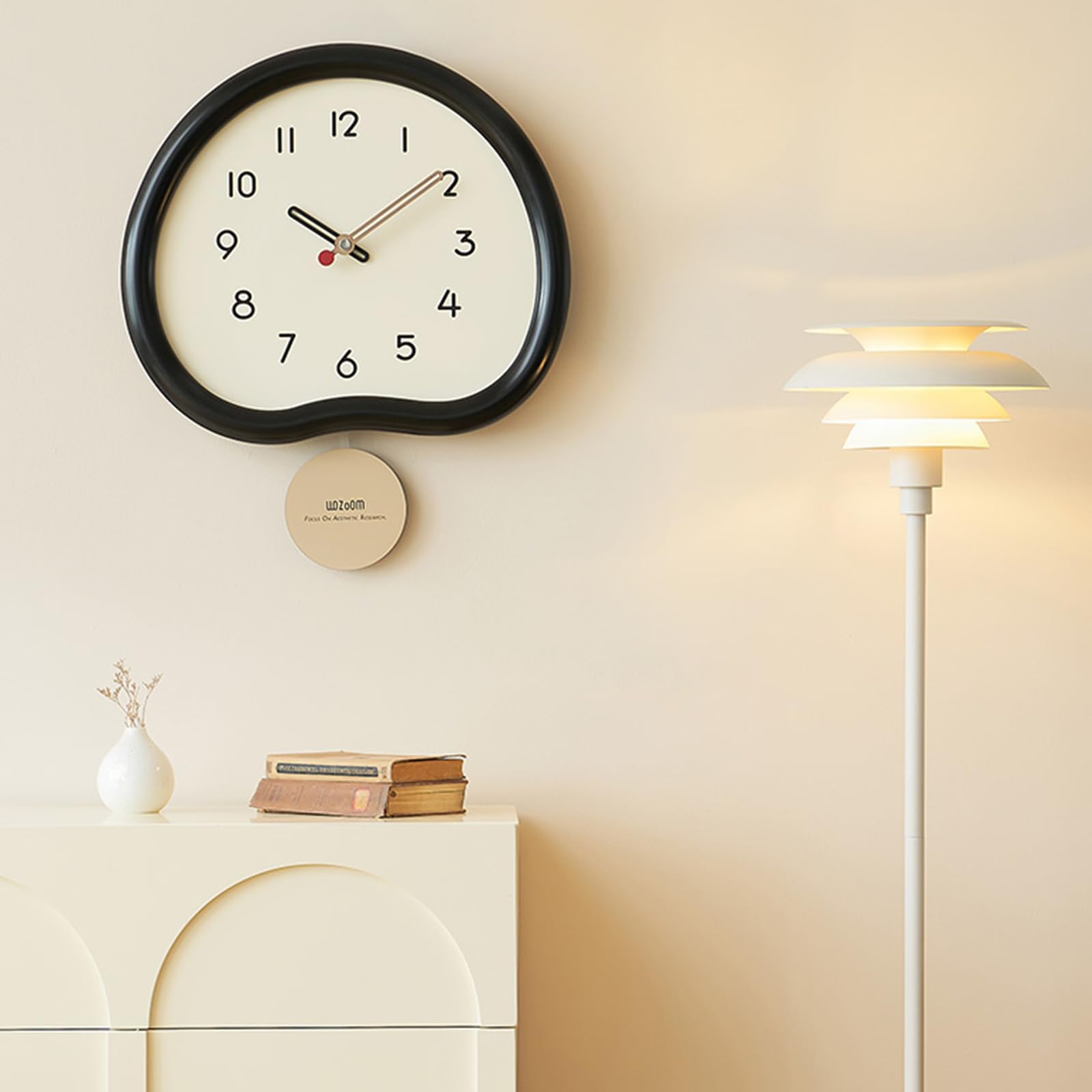 Ergocar Reloj De Pared De Madera Moderno y Silencioso, Analógico Con Péndulo Oscilante, Redondo, Funciona Con Pilas, Adecuado Para Dormitorio, Salón