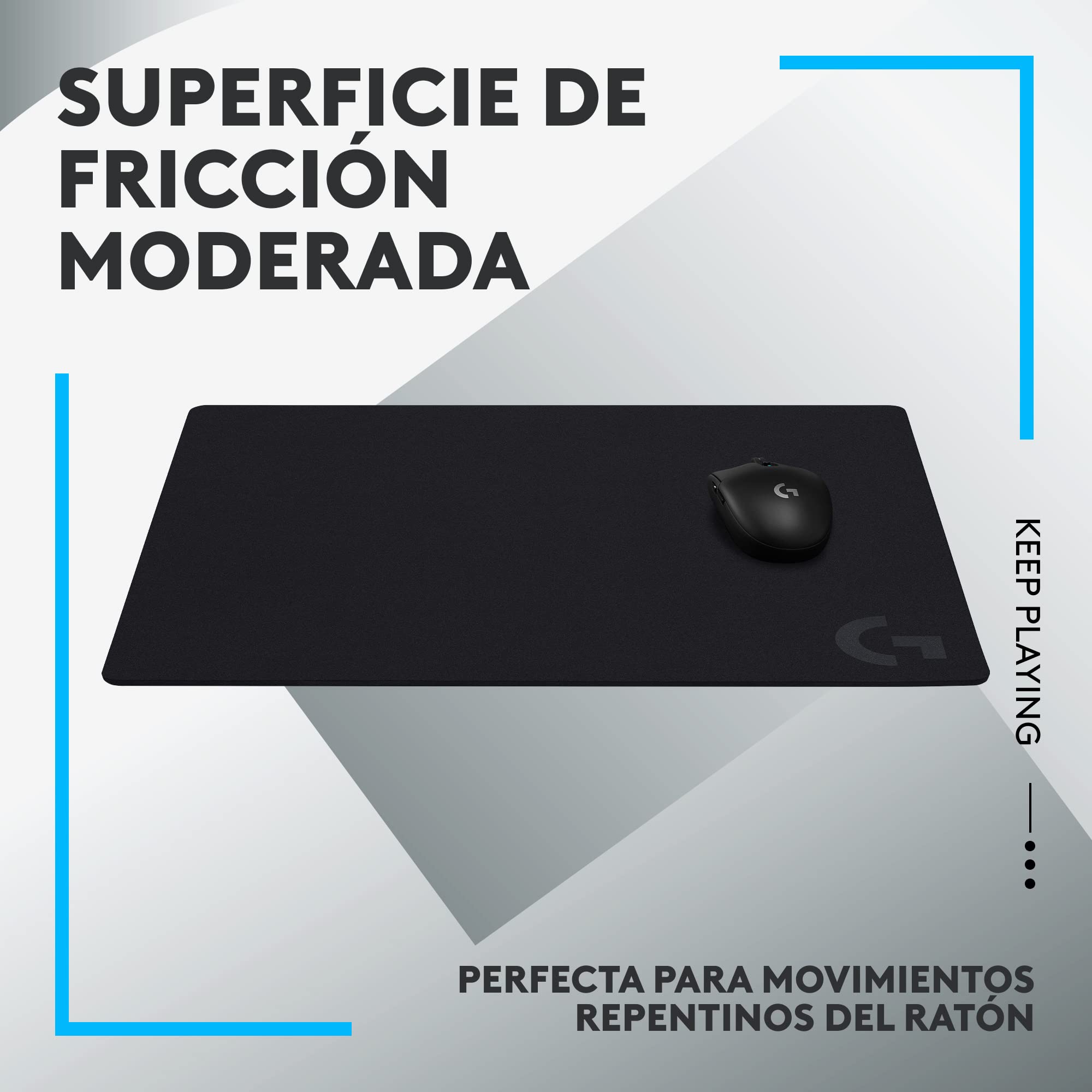 Logitech G G640 Alfombrilla Juegos, Grande, Tela, optimada para sensores Juegos, roce Superficial Medio, Alfombrilla Antideslizante, Accesorios/Juegos Mac y PC, 460x600x3 mm