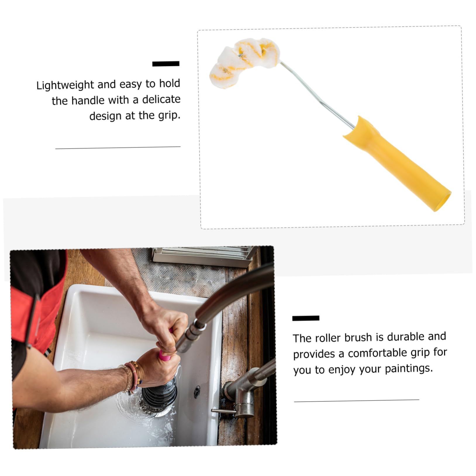 Uonlytech 10 Stück 4 Gebogene Kanalbürste Schaumstoffrollen Malen Schaumrolle Mit Hoher Dichte Pfeifenmaler Schaumrollenfarbe Rohr Farbroller-kit Schwammwalzen Zum Streichen Yellow Eisen