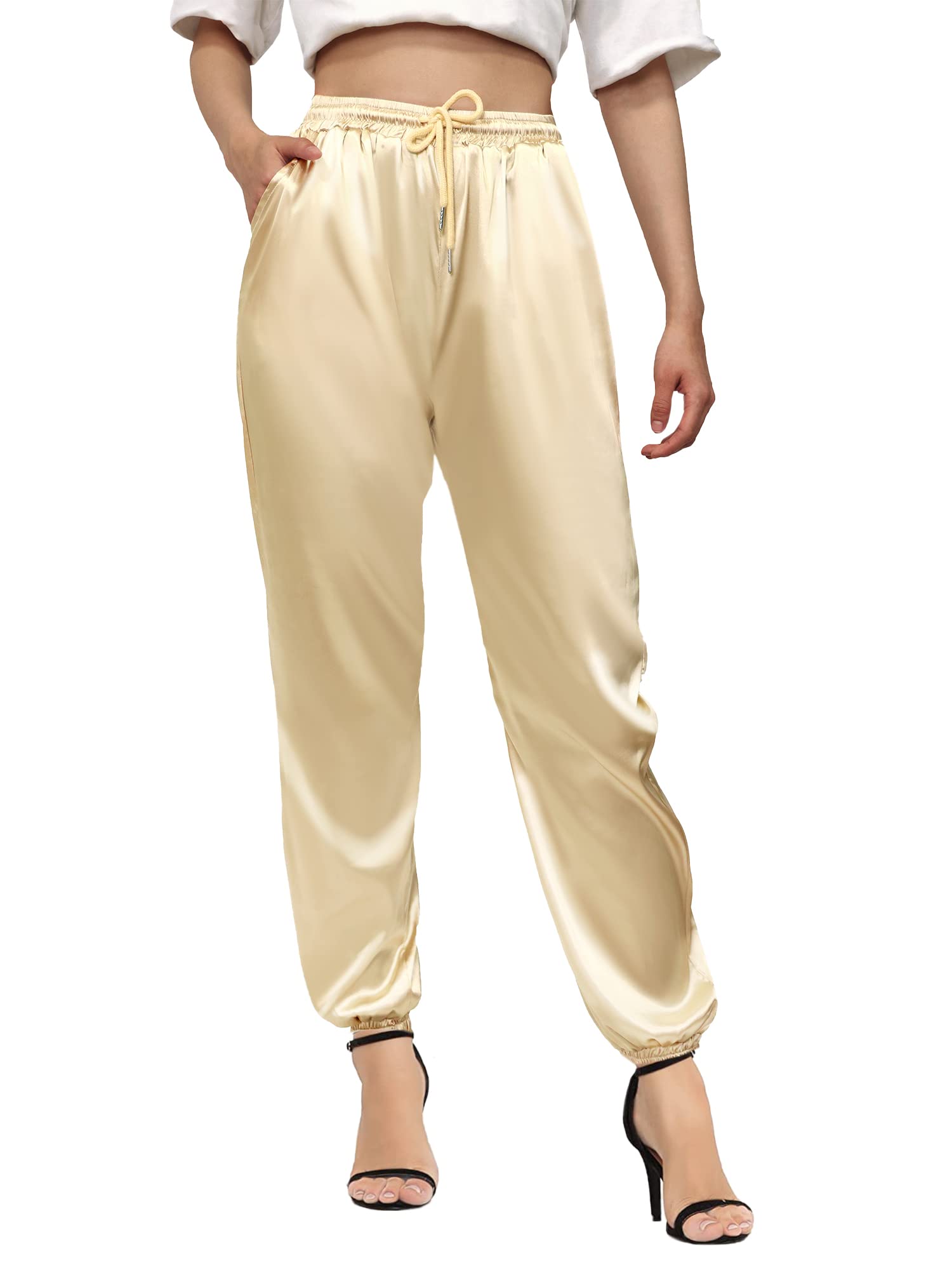 Betusline Women's Satin Silky Pants