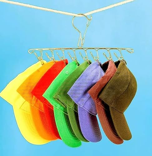 Hut Organizer Kleiderbügel, 2 Stück Kappenorganizer mit 16 Clips Mützen Aufbewahrung, Platzsparend Hut Aufbewahrung für Socken, Unterwäsche, BHS, Hats, Handtücher, Handschuhe, Zubehör