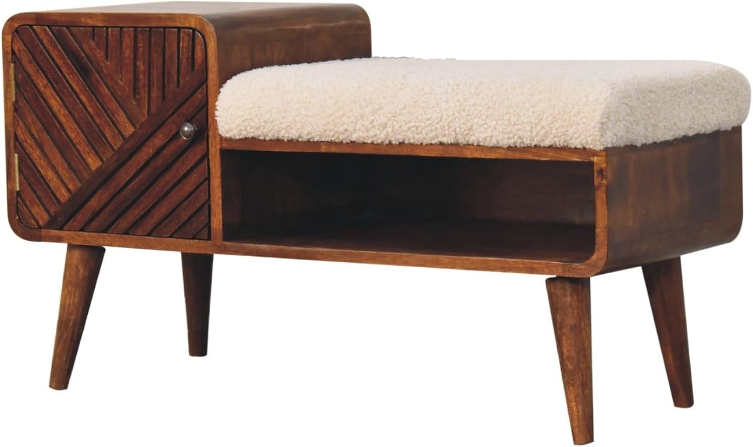Artisan Furniture Solid Wood Boucle Carved Chestnut Telephone Table