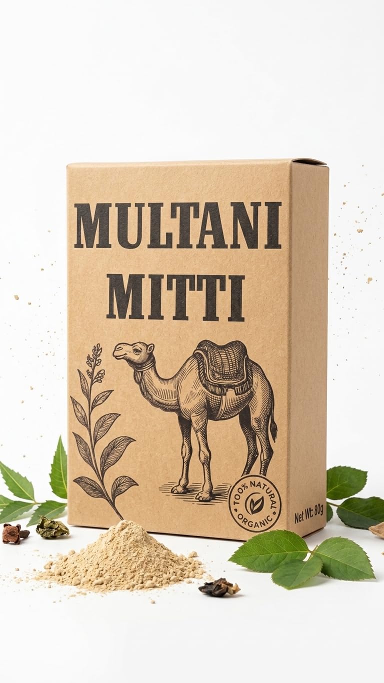 Natural Multani Mitti Powder 80g (Buy 1) - (Get 1 Free) | Total Net Weight 160g | 100% Pure Fuller's Earth Face Pack for Glowing Skin, Oil Control, Tan Removal & Hair Care-image-3