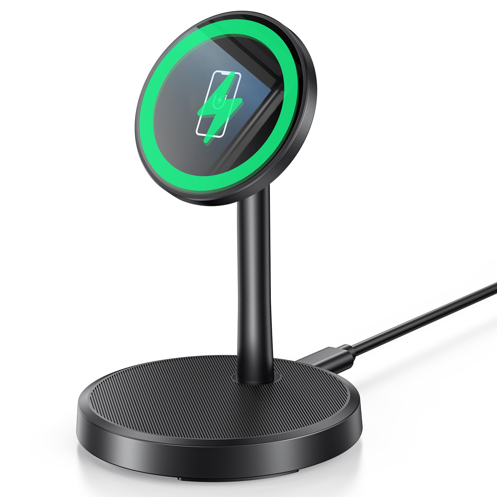 Chargeur magnétique sans fil noir induction aimanté pour téléphone et smartphone - 8