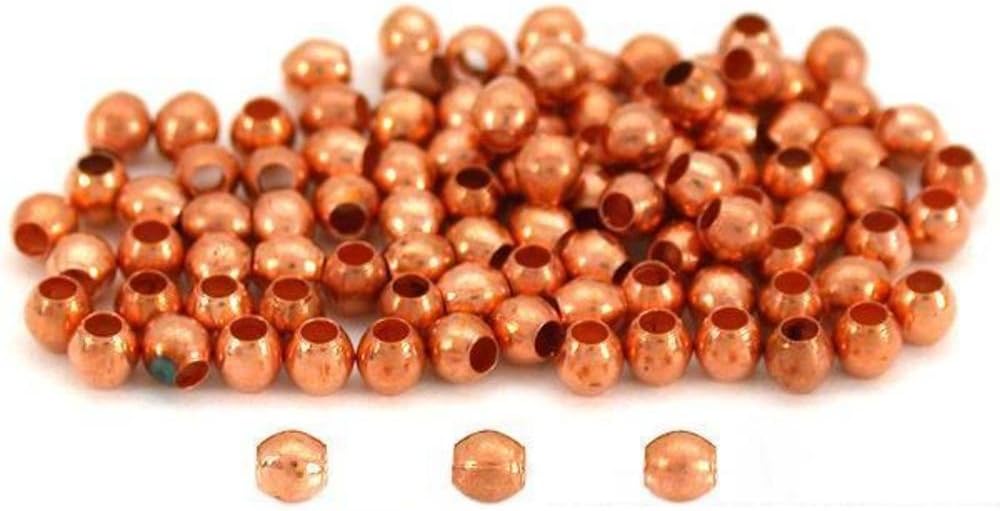 100 Round Ball Beads Copper Plated Jewelry Beading 3mm