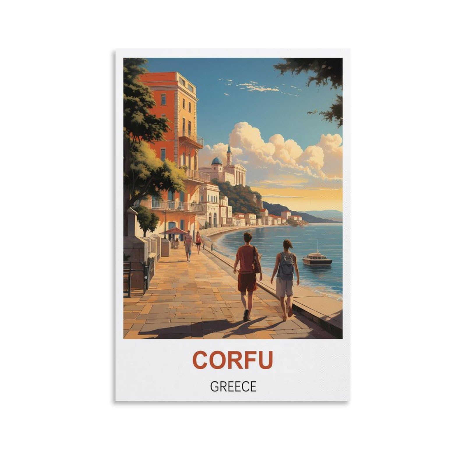 Metal Tin Sign Plaque Poster Corfu Greeces,Ideal for Pub Shed Bar Office Man Cave Home Bedroom Dining Room Kitchen 30x30cm