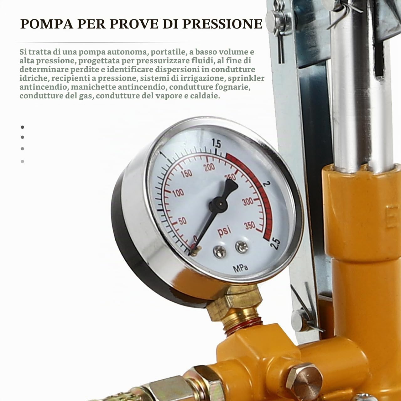 iplusmile Pompa Di Prova Di Pressione Idraulica Manuale Per Impianto Idrico Con Quadrante Grande Strumento Di Test Per Tubazioni Valvole E Sistemi Di Irrigazione