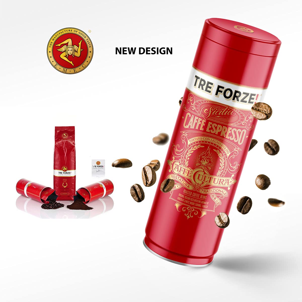 TRE FORZE! Espresso Caffè - 1kg Espresso Bohnen Traditionelle Röstung über Olivenholzfeuer In Handarbeit - Premium Kaffeebohnen für Vollautomat und Siebträger