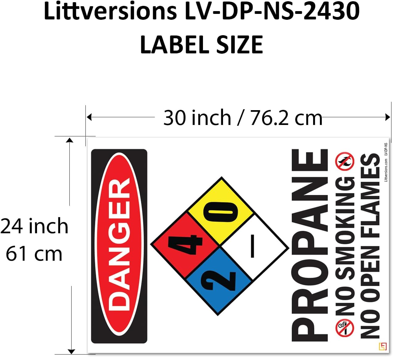 5 Pack 24"x30" Danger Propane No Smoking No Open Flames OSHA Warning Safety Hazard Label Sign Decal 6 mil Laminated Engineer Grade UV Protected ANSI NFPA 103926