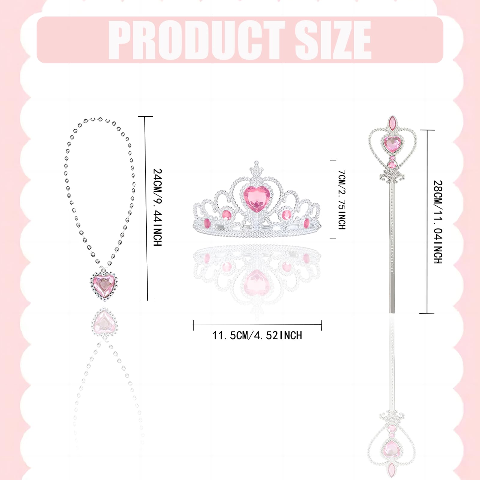 LURVOUS 4 Pcs Princess Costume Set, Princess Cape Princess Cloak Princess Fancy Dress - Image 3