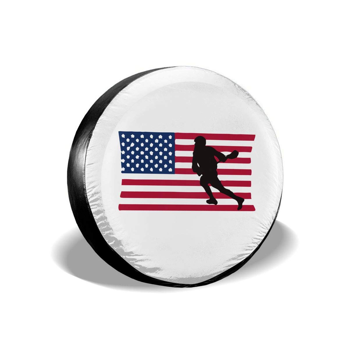 A1LZ-TS3 Sports Fan Tire Covers American Flag Lacrosse Stick2 Universal Spare Wheel Tire Cover Fit for Trailer,RV,SUV and Many Vehicle 15 Inch