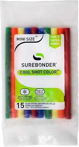 Surebonder Cool Shot - Mini barras de pegamento caliente para pistolas de pegamento de ultra baja temperatura, tamaño mini de 4 pulgadas, paquete de