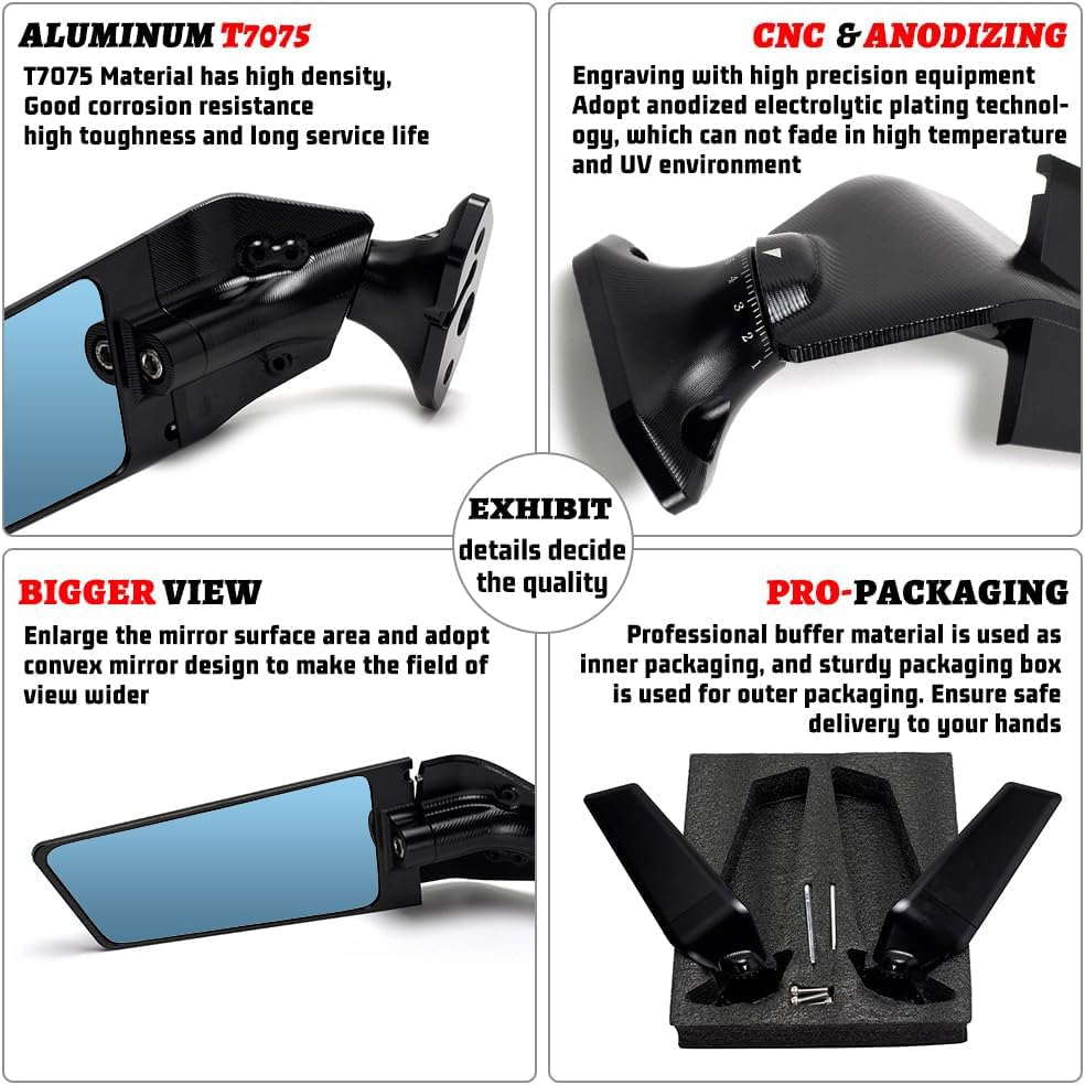 Smoke & Mirrors 6こ XINGWU PRO Rearview Mirrors Adjustable Stealth Mirror Anti-glare