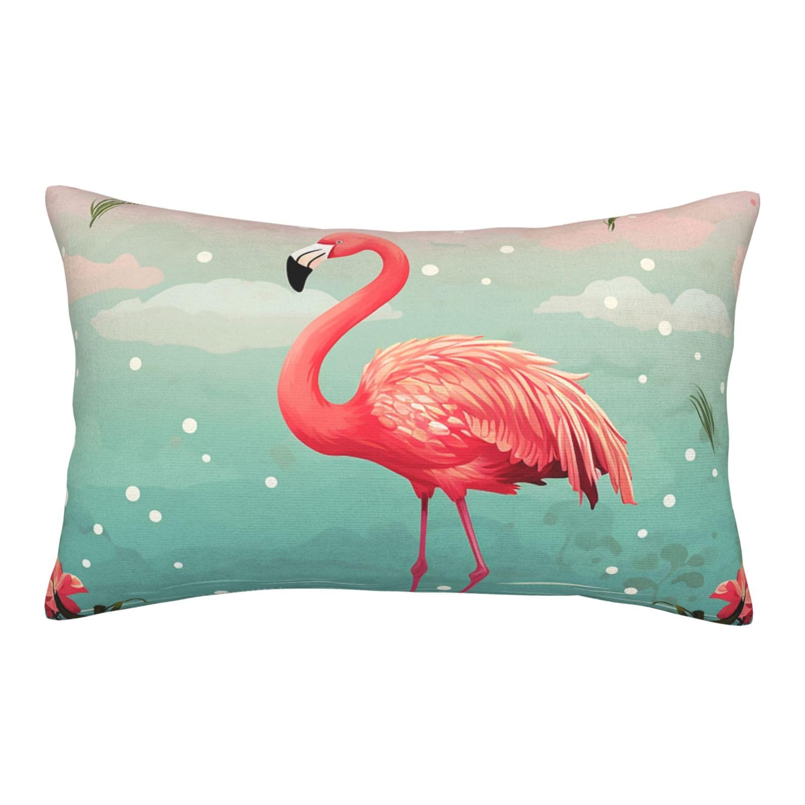 Velvet Pillowcases 14"x20" Ultra Soft Breathable Pillow Cases, Luxury Fuzzy Throw Pillow Covers with Zipper, Flamingos Pillow Shams All Seasons Decorative Cushion Cases for Couch
