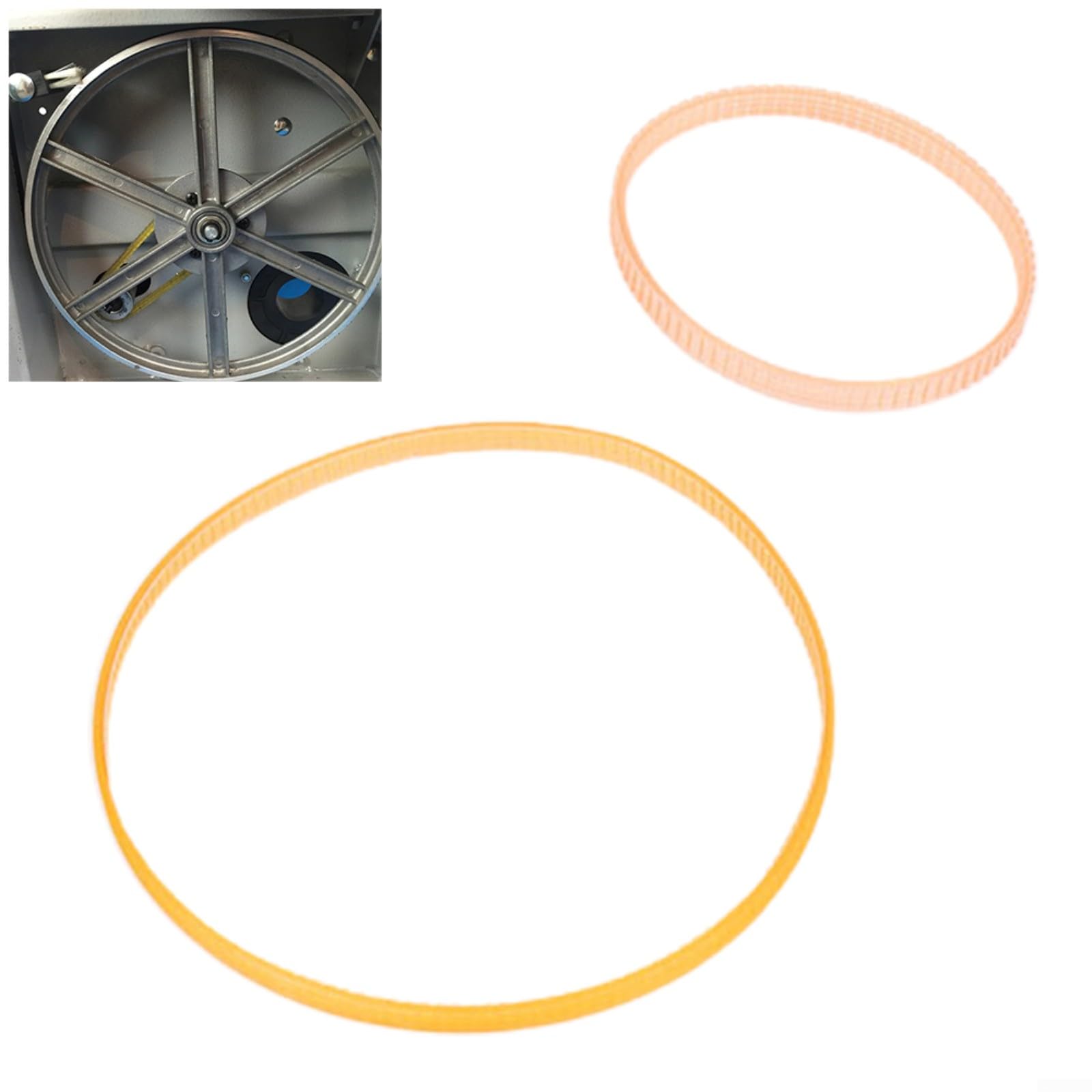 Cinghia di ricambio per sega a nastro, nastro trasportatore a nervatura a V, 340 mm, per seghe da 30,5 cm e 620 mm, per seghe per la lavorazione del legno da 12", materiale PU arancione (620 mm per 12