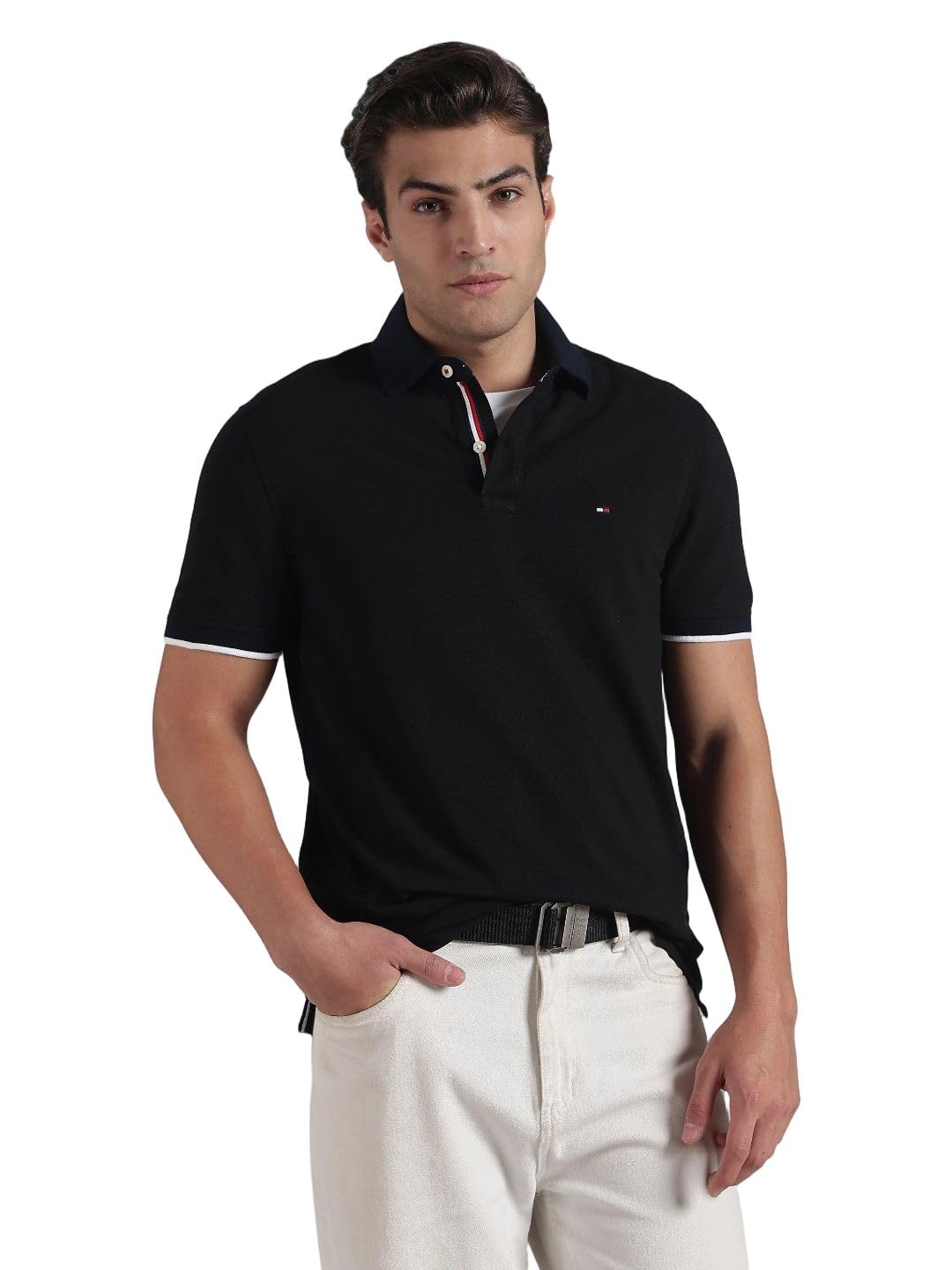 tommy hilfiger Solid Regular Fit Cotton-Blend Polo T-Shirt-picture-19
