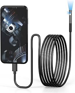 WOOXGEHM Industrial Endoscope Camera with Light, 30FPS 1920X1440 IP67 Industrial Pipeline Phone Borescope, 6 Adjustable LED Lights, Phone Borescope for Sewer, Drain