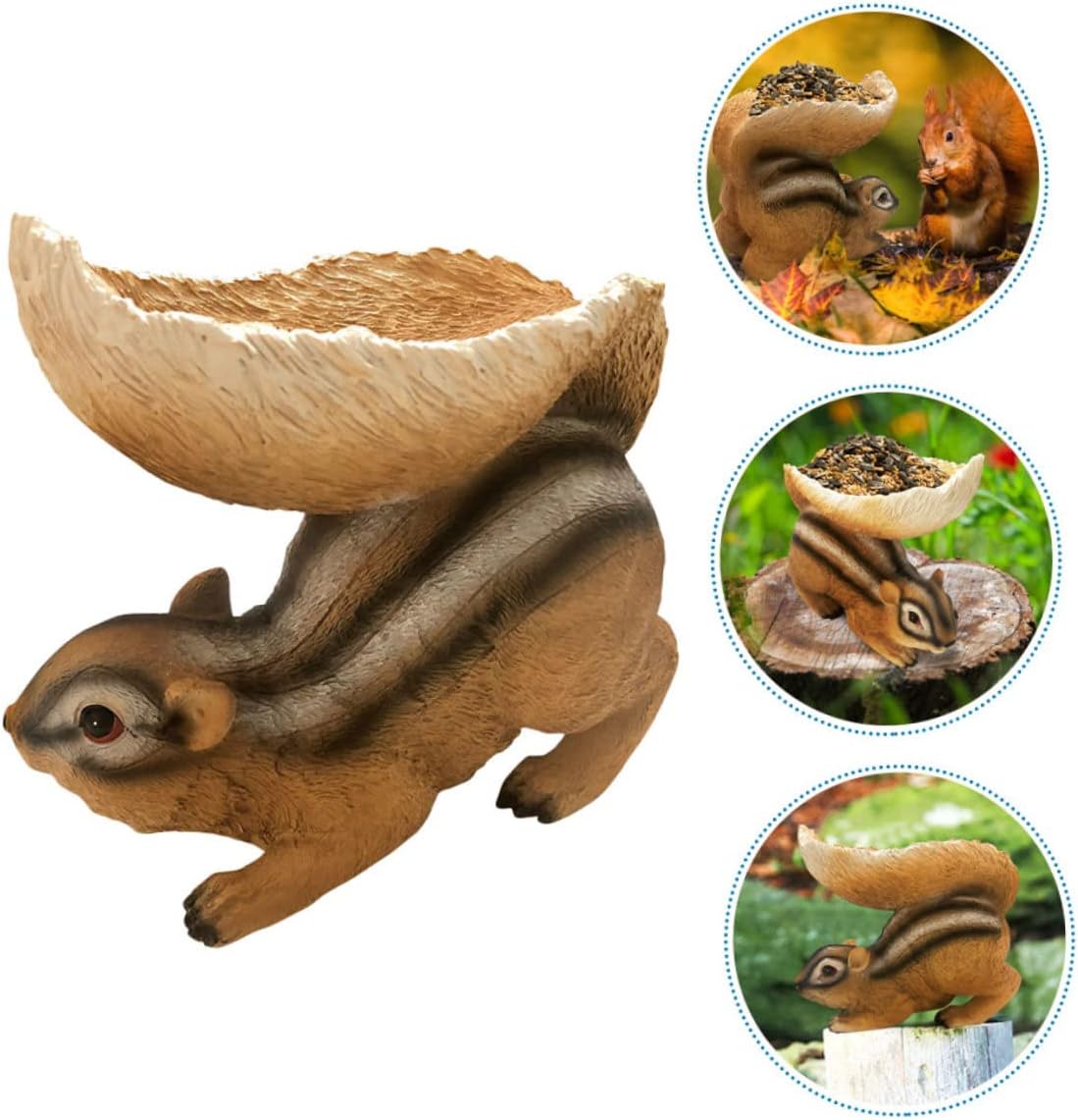 1Pc Lifelike Squirrel Statue Feeder Adorable Resin Garden Decor for Home and Party Decoration Durable Animal Art Supply Fun for Friends and Family