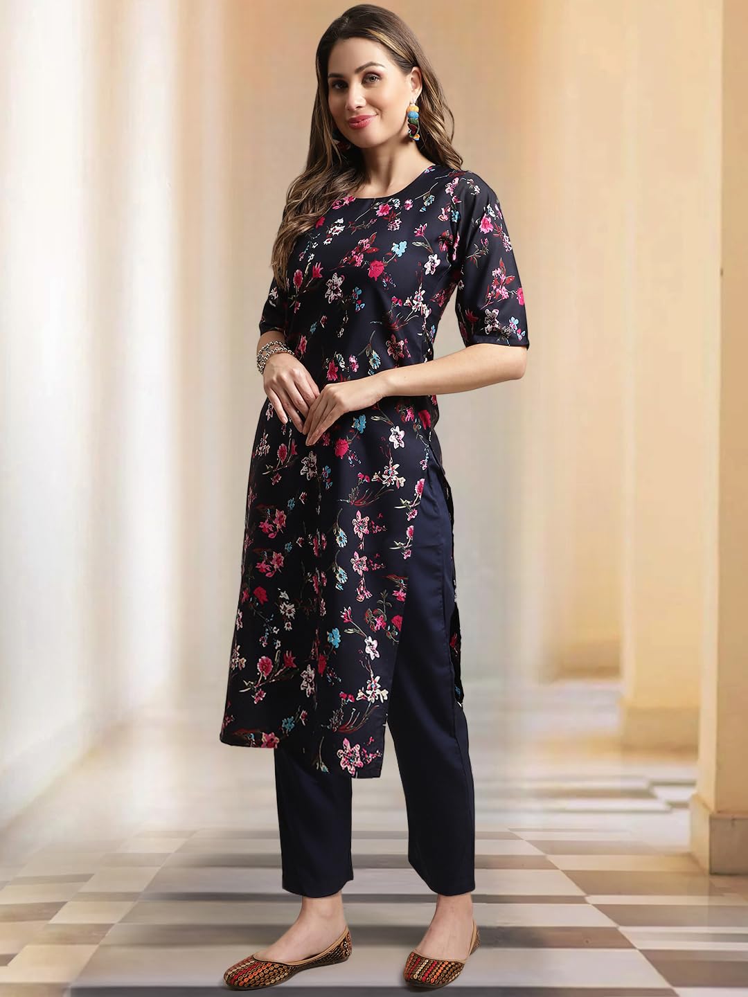Tee Projekt Printed Crepe Kurti & Pant Set For Women Festival Wear For Women