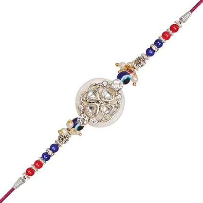 Premium Rakhi for Brother Designer Rakshabandhan Rakhi Thread Fancy Kundan Diamond Stone Rakhee Design 4