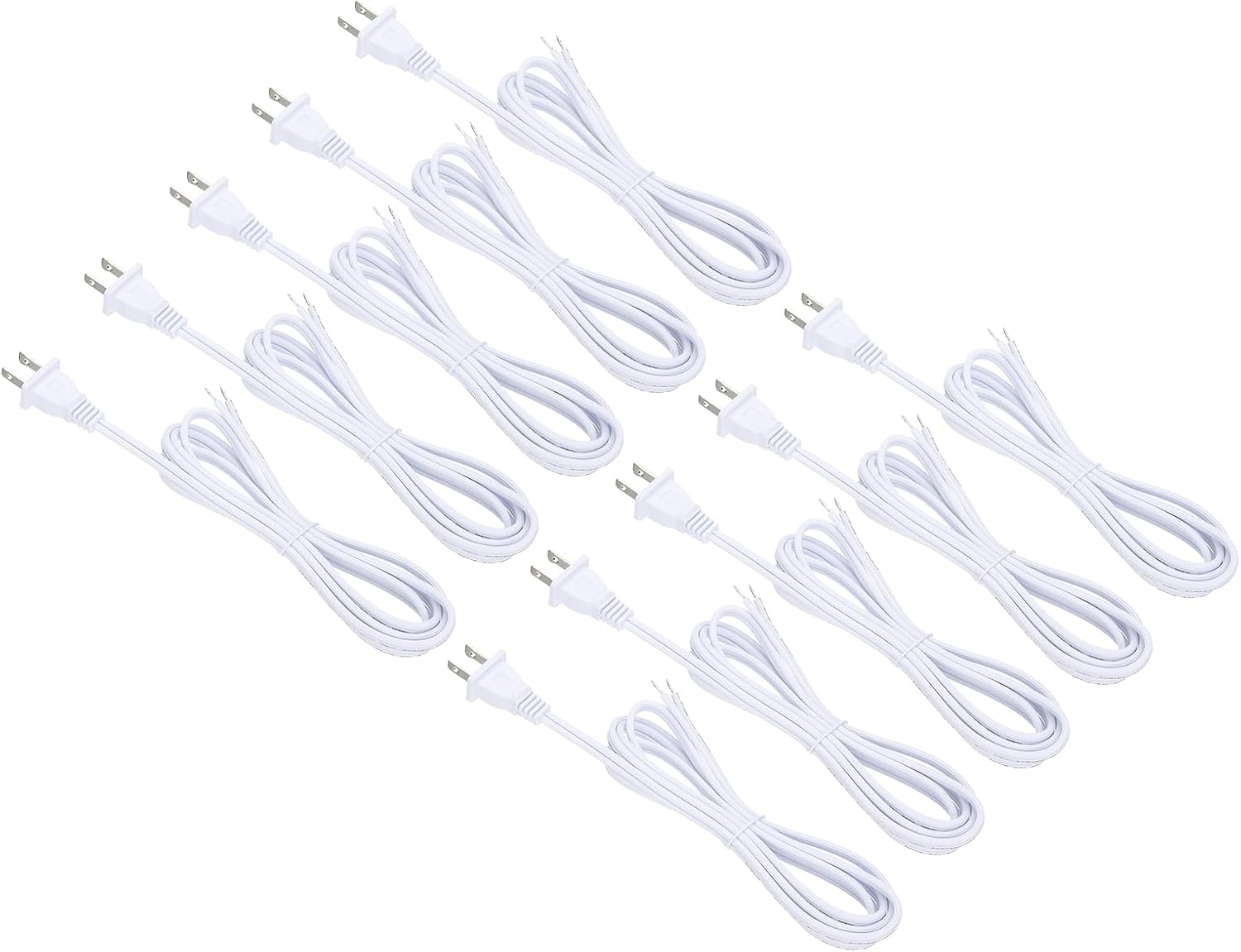 PATIKIL 6 Feet Lamp Cord, SPT-2 18AWG UL Listed Power Wire 10 Pack White Lamp Cords Replacement with Polarized Plug for Repair Parts