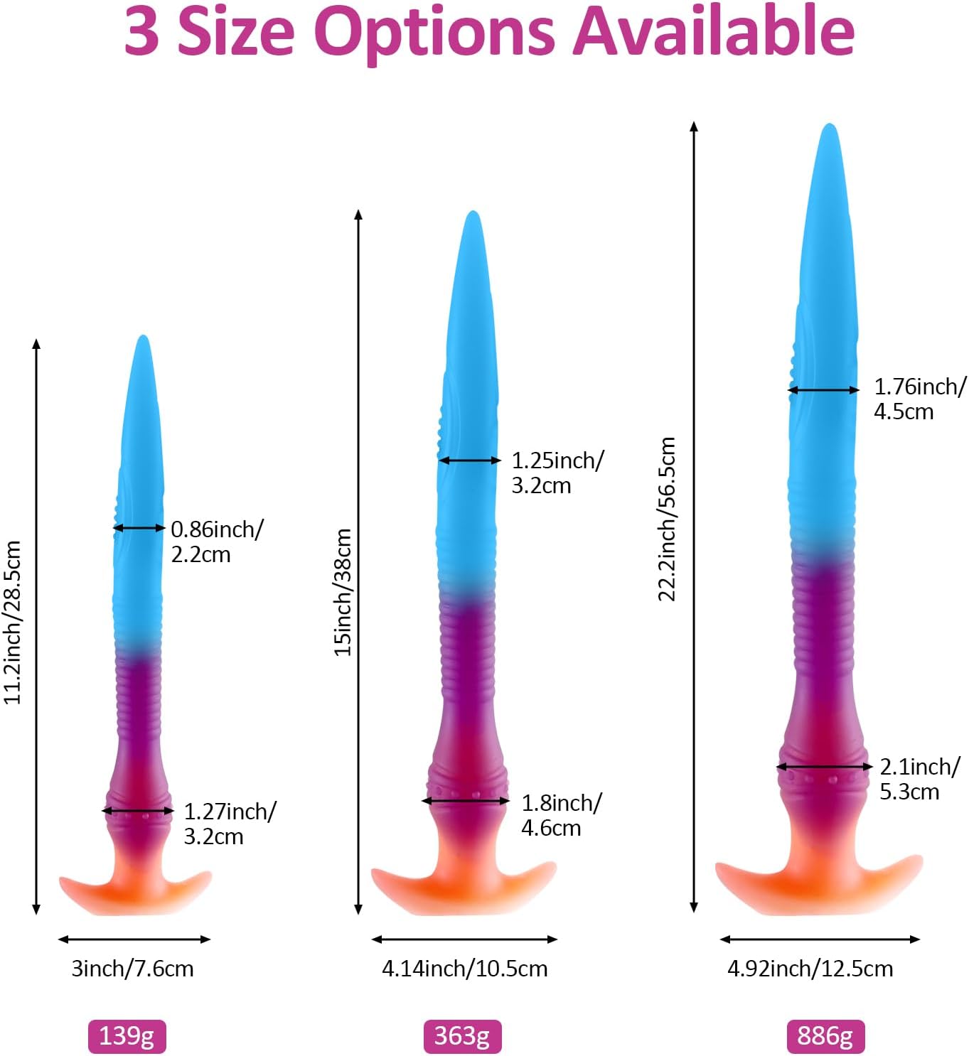 22.2 inch Super Long Large Butt Plug Dildo, Silicone Huge Anal Plug Prostate Massage, Soft Flexible G-spot Stimulation, Big Dildo Adult Sex Toys & Games for Men and Women (L)