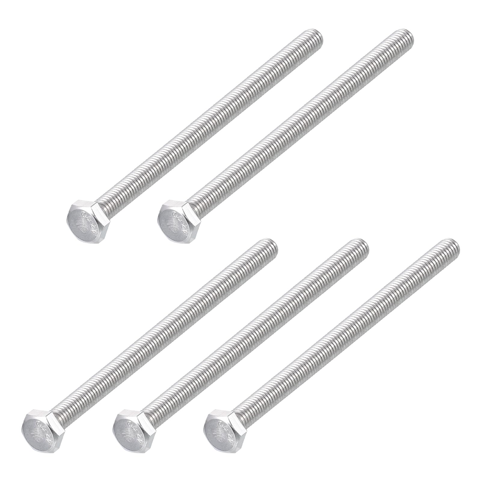 METALLIXITY Hex Bolts (M6-1x130mm) 5Pcs, 304 Stainless Steel Coarse Fully Threaded Hex Head Screw Bolt Machine Screws