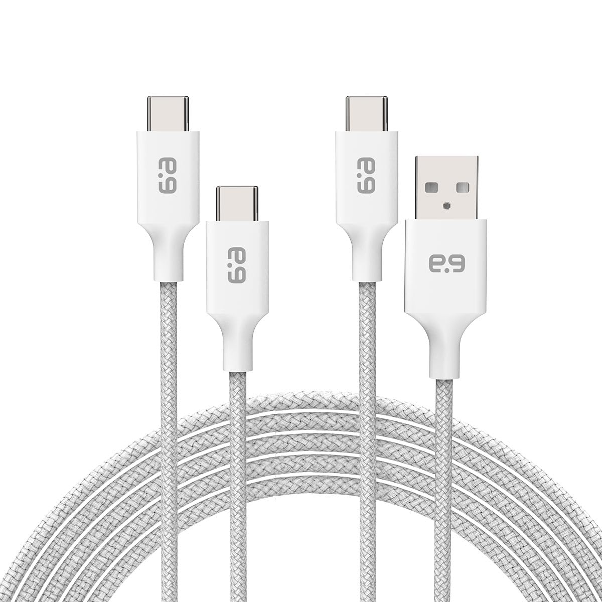 PureGear Cavo intrecciato da USB-C a C + da USB C a A (1,8 m, 2 pezzi), cavo di ricarica per iPhone Air, 17, 17Pro, 17ProMax, 16, 15, MacBook, Galaxy S25/S24/S23 Ultra, Pixel10/9/8 e dispositivi USB-C