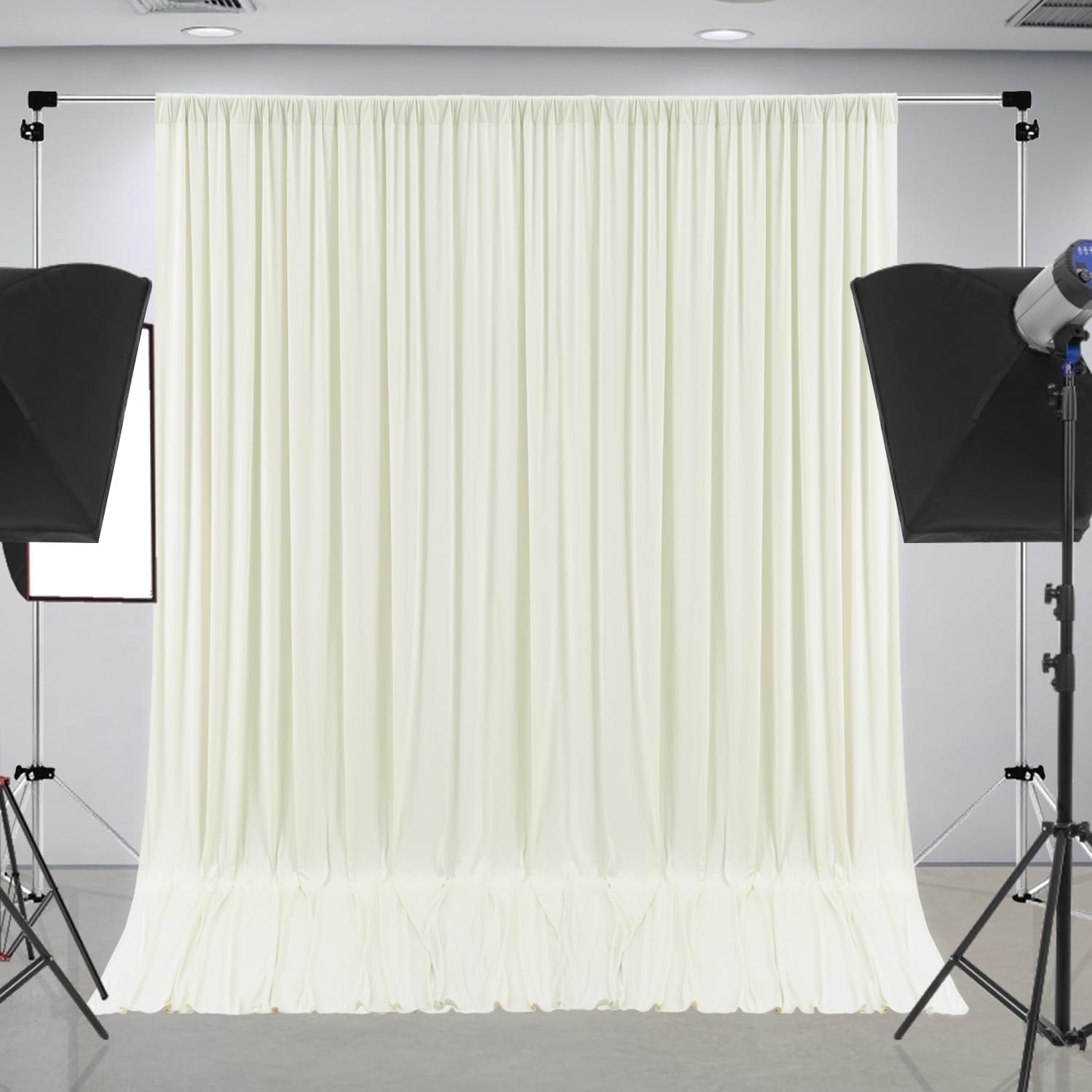 10 ft x 10 ft Wrinkle Free Ivory Backdrop Curtain for Wedding Parties, Polyester Ivory Photo Backdrop Drapes 2 Panels 5x10ft for Baby Shower Photoshoot Engagement Birthday Party Photography Background