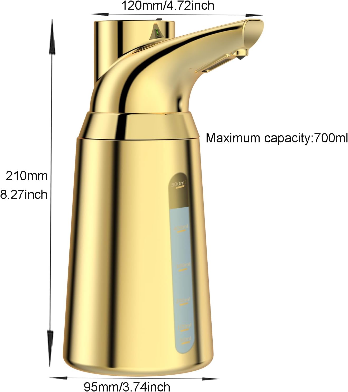Automatic Soap Dispenser Touchless, Hands-Free, Multi Adjustable Volume, Long Battery Life, Compatible Dish/Hand Soap for Bathroom and Kitchen, Waterproof, 700ml/23.6oz Black image 5