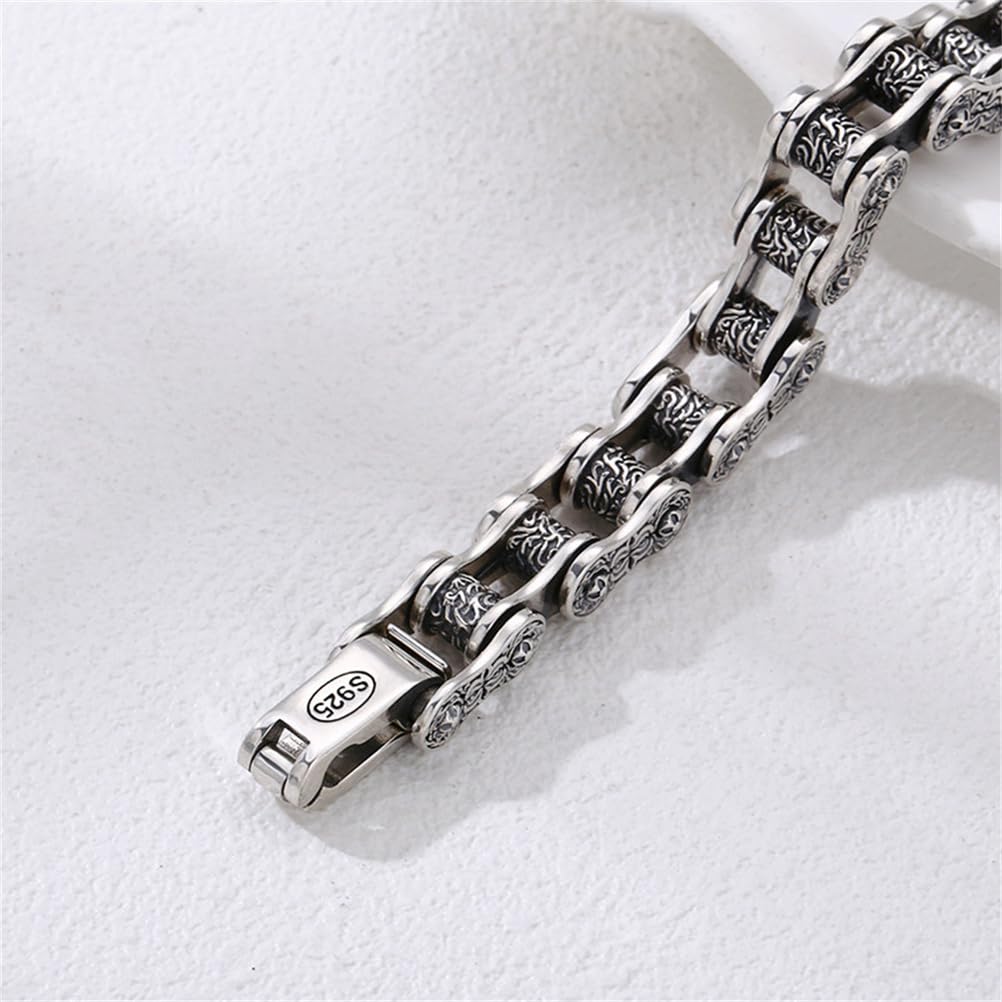 LYGXWJFC S925 Sterling Silber Biker Kette personalisiertes Armband, Herren Tangleweed Vintage Armband