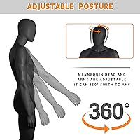 Vista 4 de Maniquí masculino de cuerpo completo, modelo de maniquí, soporte de 73 pulgadas, soporte de maniquí modelo, exhibición realista, maniquí de cuerpo
