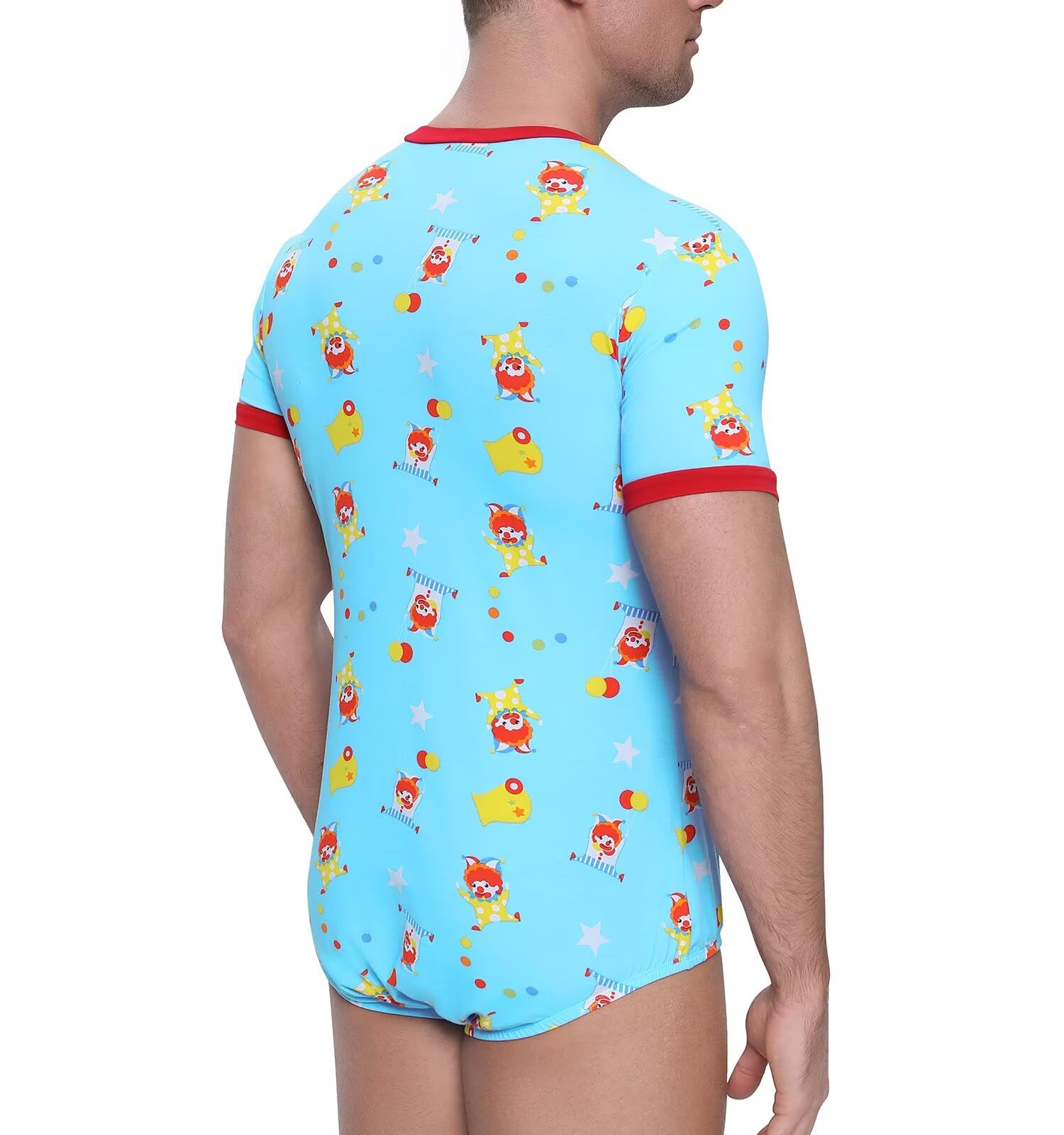 Landofgenie Mono para Hombre Body Pijama Enterizo Manga Corta co Cómodo Bodysuit - Estampado de Payaso