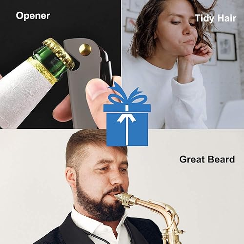 Miniatura 2 de Peine plegable de acero inoxidable, peine de bolsillo para hombres y mujeres, negro