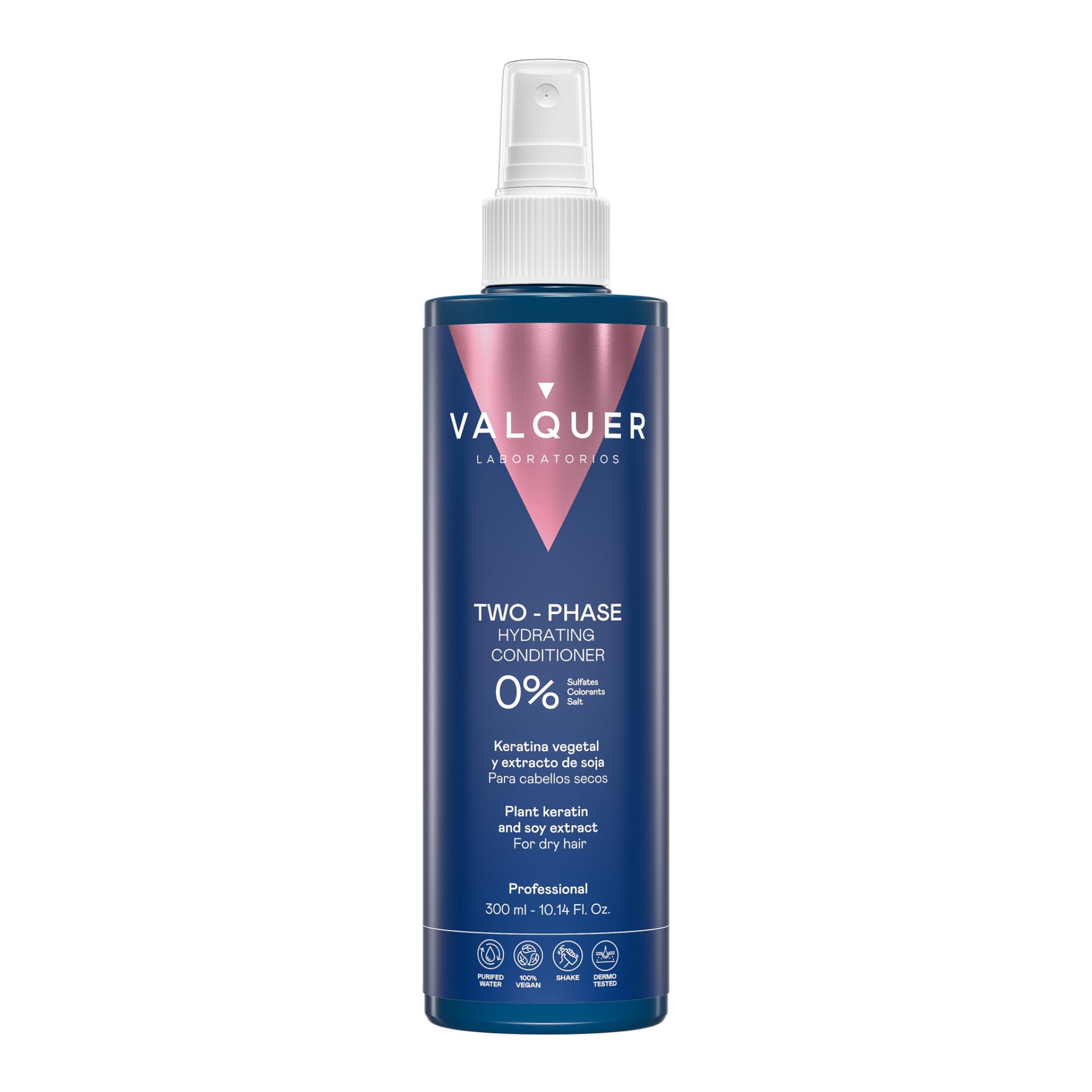 Valquer Ultra Hydrating Leave In Conditioner for Dry and Damaged Hair. Moisturising and revitalising, it leaves hair soft and manageable with soy extract and phytokeratin. 300 ml.