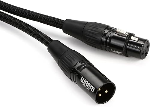 Warm Audio Cable de micrófono XLR hembra a XLR macho de la serie Premier, 15 pies, negrodorado (prem-XLR-15 pies)