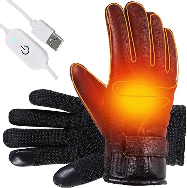Heated Gloves Rechargeable, USB Powered Hot Hands Warmers with Touchscreen, Windproof Waterproof Ski Motorcycle Hunting Gloves for Winter Outdoor Sports Arthritis