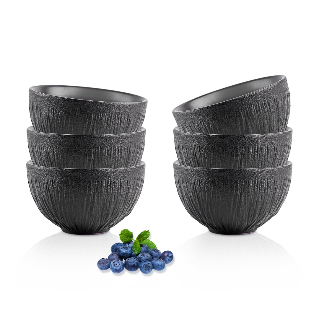 Wilmax - Schale aus Porzellan - 600ml - 6er Set - Salatschüssel - Schwarzer Schüssel für Snacks, Salat -Obstschale - Müsli-Schale - Elegant und Kratzfest - Ideal als Geschenk